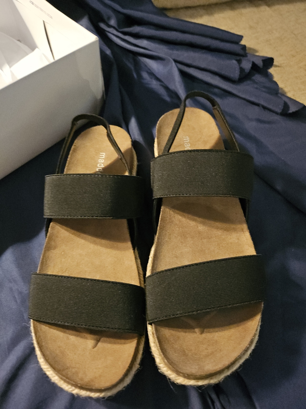 Madden Girl Black Elastic Strap Espadrille Platform Sandals